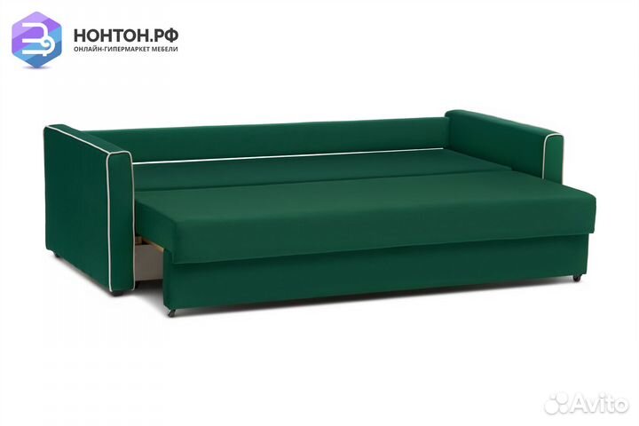 Диван еврокнижка Леон 3-х местный изумрудный