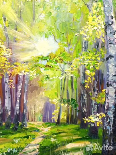 Картина маслом на холсте.,Берёзовая роща