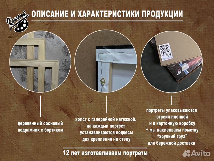 Картина 100 известных людей на холсте 50х120см