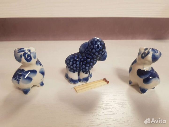Фарфоровые бараны и овечка гжель, статуэтки, фигур