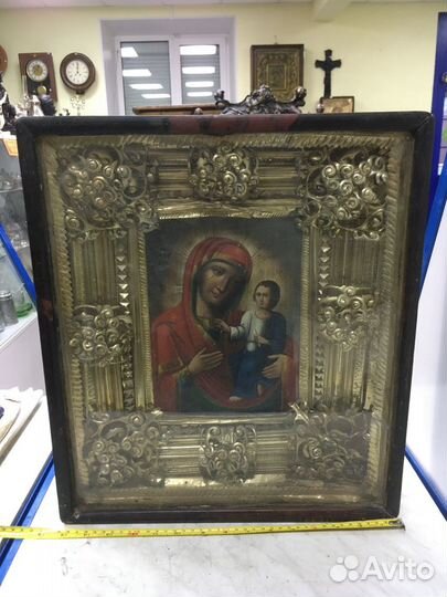 Икона Тихвинская Божья Матерь в окладе 19 век