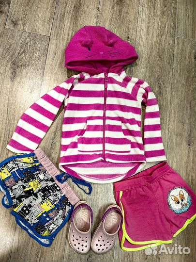 Кофта mothercare +шорты, crocs 104-110