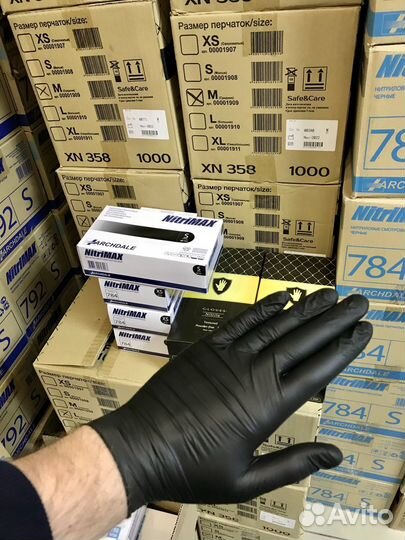 Черные нитриловые перчатки оптом
