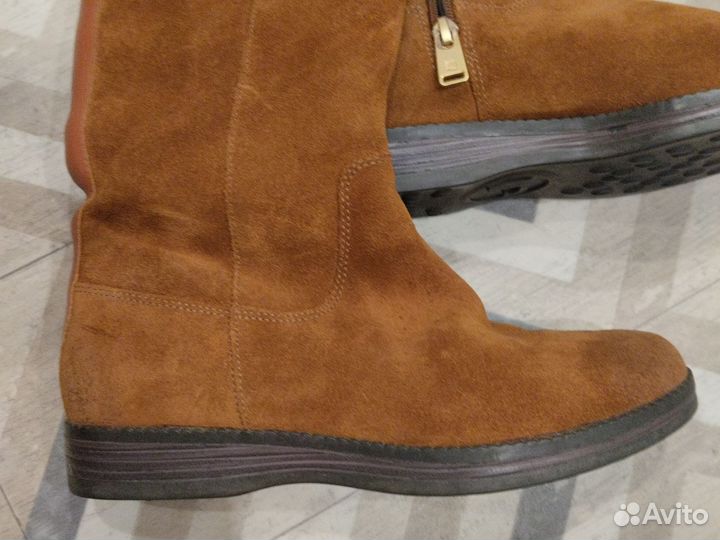 Сапоги рыжие нат.замша 37р(зима)