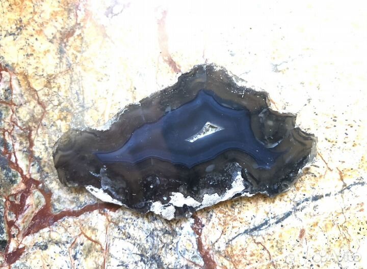 Агат черный, 60х35х4 мм