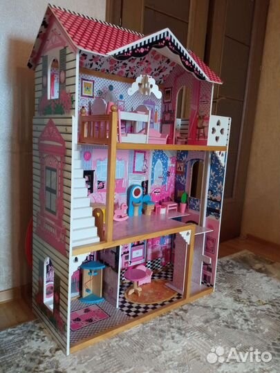 Кукольный домик для барби с лифтом и мебелью