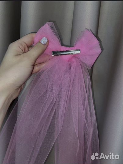 Фата для девичника на заколке с бантом