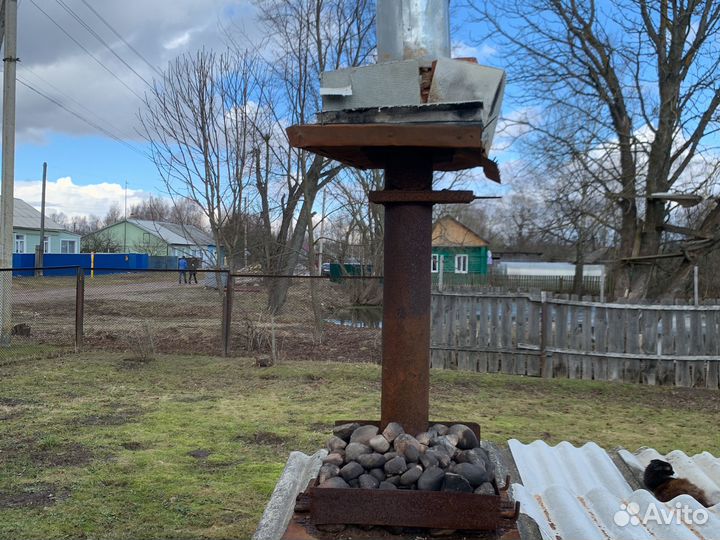 Печь для бани с трубой и баком для воды