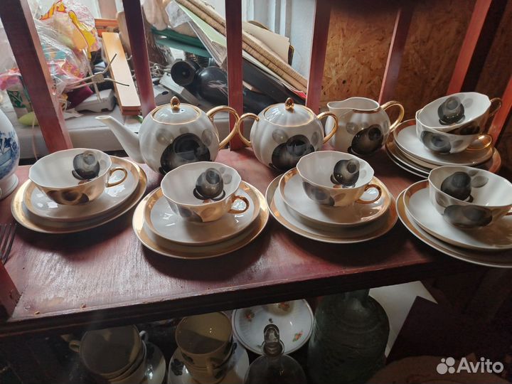 Чайный сервиз дулево чёрная роза СССР
