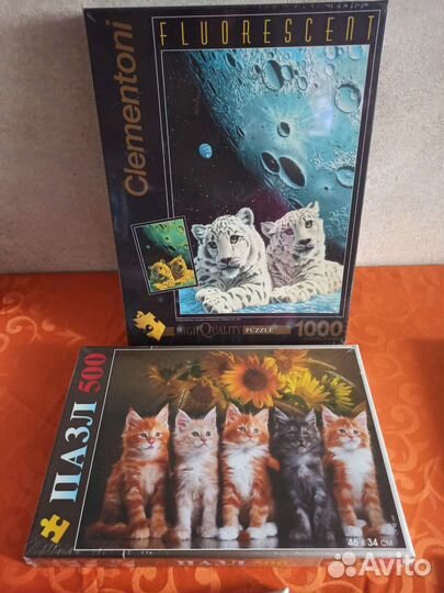 Новые Пазлы Снежные Барсы 1000 шт и Котята 500 шт