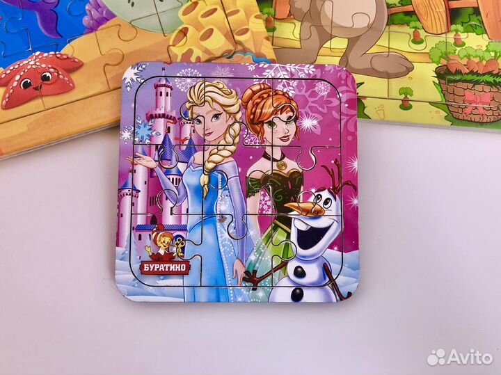 Детские деревянные пазлы пакетом