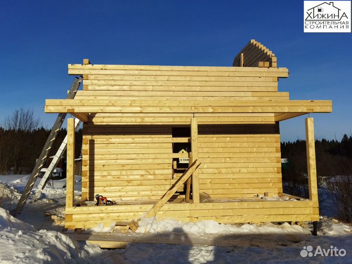 Срубы дома из бруса 6х6 с террасой строительство