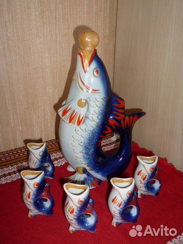 Графин-штоф Рыба со стопками СССР