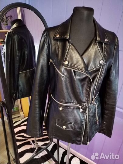 Кожаная куртка косуха женская