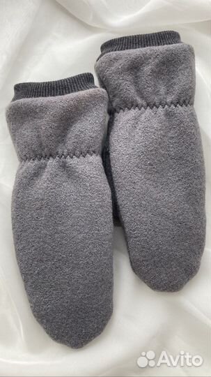 Варежки лоден серые с вышивкой и без вышивки