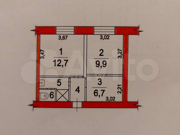 2-к. квартира, 36,3 м², 6/9 эт.
