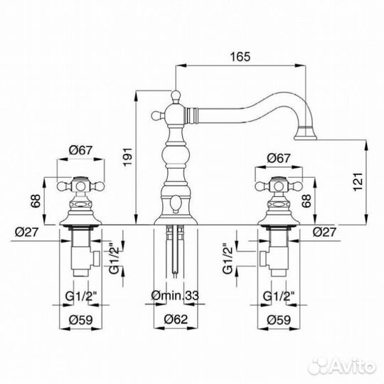 Смеситель для раковины Migliore Arcadia 18383 бронза
