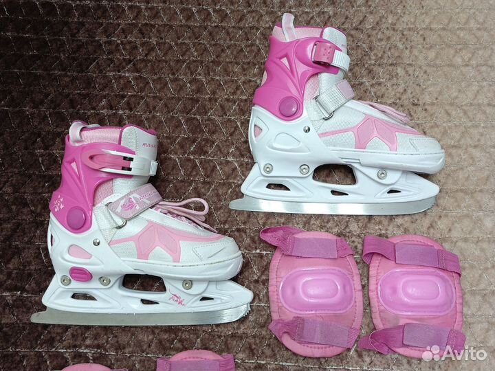 Коньки раздвижные 33-36 с комплектом защиты