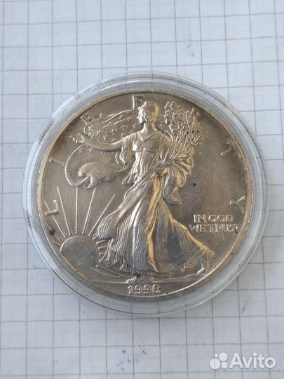 1 доллар 1990 г. США. Америка. Серебро