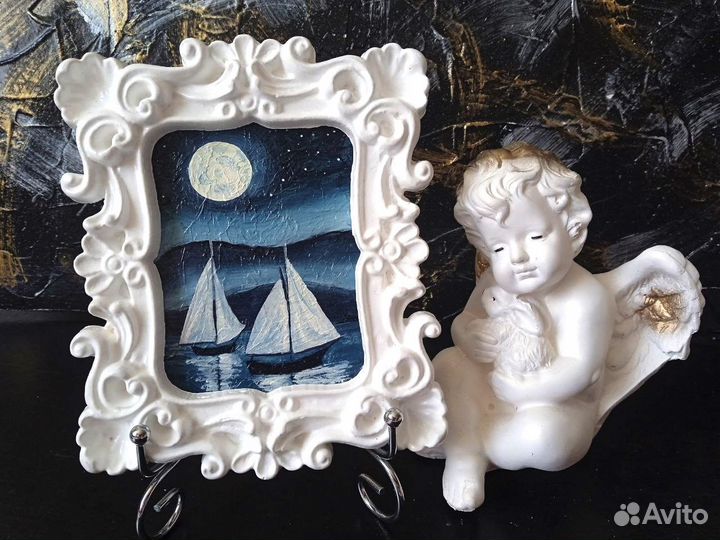 Картина маслом в винтажной рамке