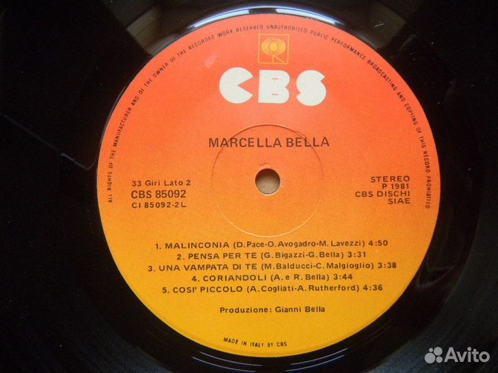 Marcella Bella Marcella Bella Italy CBS 1981 EX/EX