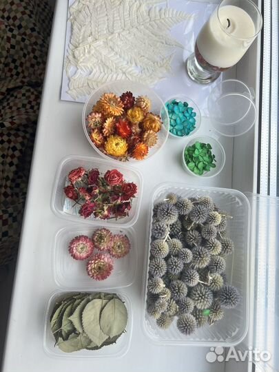 Форма для свечей, сухоцветы,воск