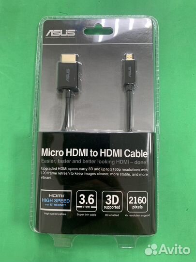 Asus micro hdmi to hdmi Cable 1.6м, NEW нал/безна