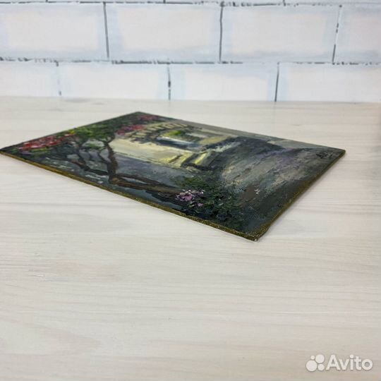 Картина маслом Городской пейзаж улица Этюд дворик