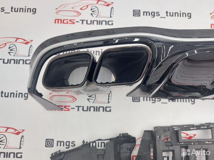 Диффузор хром с черными насадками E63s w213 Рест