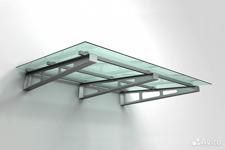 Стеклянный козырек на входной группе