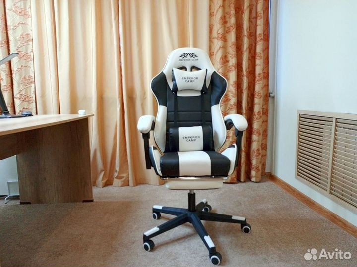 Компьютерное кресло белый и черный до 172 кг