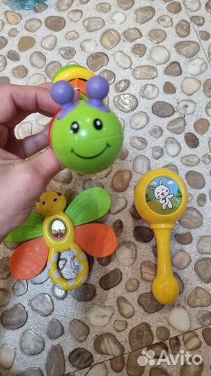 Игрушки пакетом: кубики для коврика,машинки лошадь