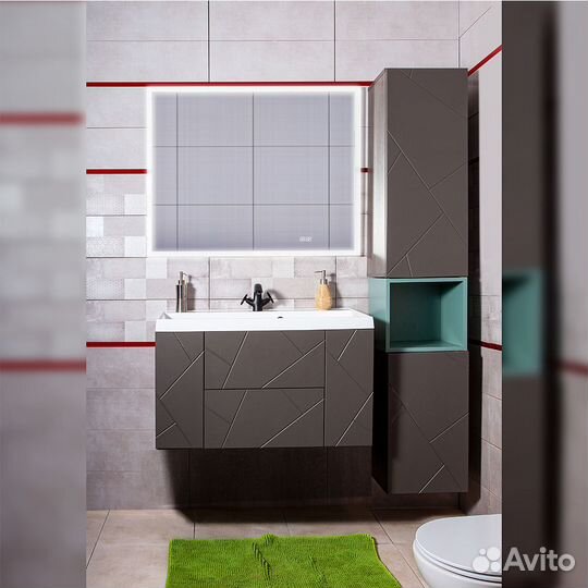 Тумба подвес Бриклаер кристалл ясень/графит 90см