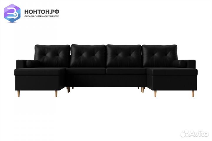 Диван п-образный пантограф Белфаст экокожа черная