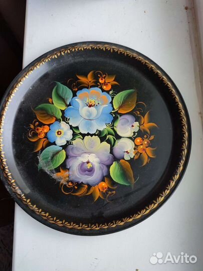 Подносы расписные поднос металлический
