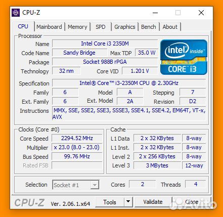 Процессор intel i3 2350m