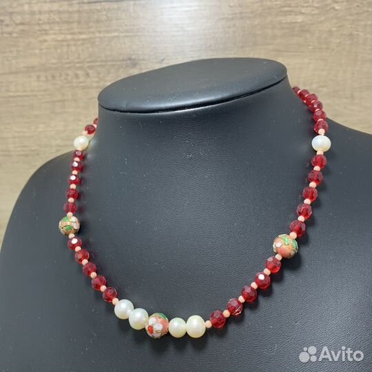 Винтажные Бусы Женское Ожерелье Клуазоне Жемчуг