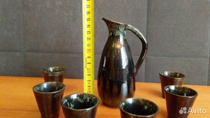 Кувшин и 6 стопок керамика глазурь