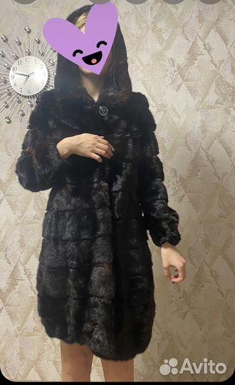 Шуба норка с капюшоном