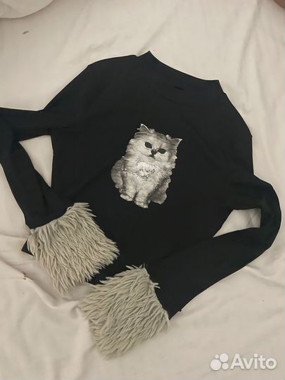 Топ с мехом y2k