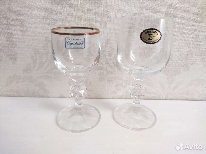 Рюмки Bohemia Claudia 90 и 50 мл,стекло и хрусталь