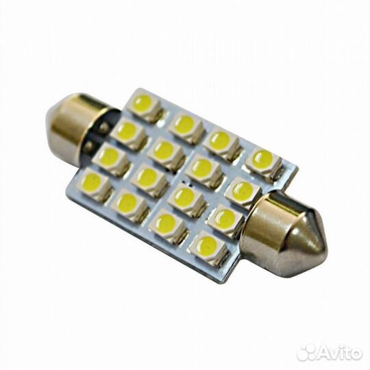 Лампа 12 В 16 светодиодов 3528SMD двухцокольная бе