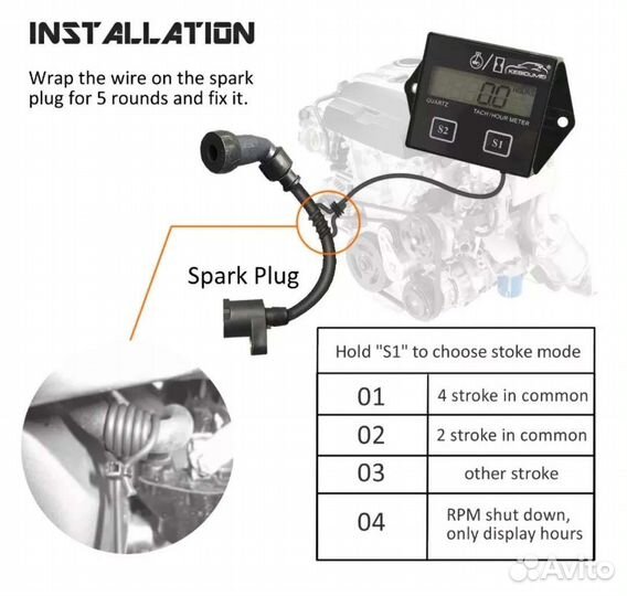 Тахометр/счётчик моточасов