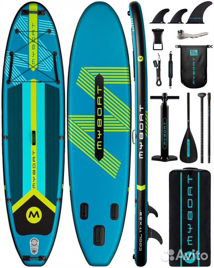 Надувная SUP-доска myboat blue/green 11' 335x84x15