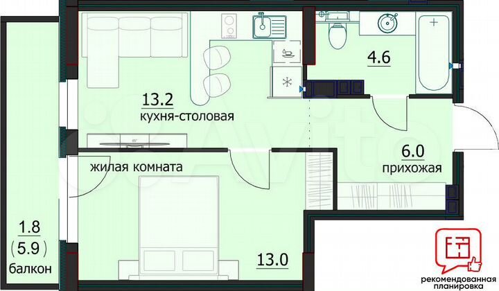 3-к. квартира, 62,2 м², 7/12 эт.