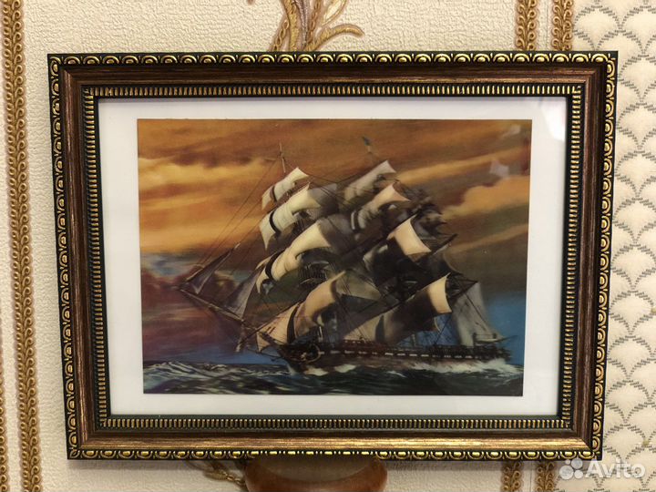 Корабль,картина в рамке