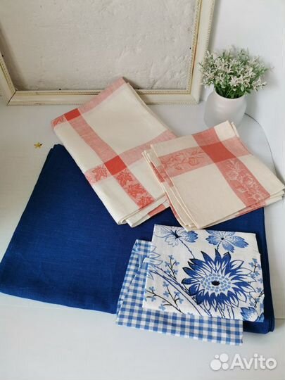 Скатерти салфетки рушники, лен жаккард, СССР