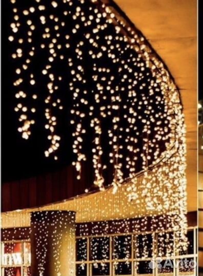 Гирлянда уличная бахрома 20 теплый цвет