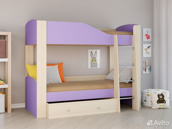 Детская двухъярусная кровать 190на80 см