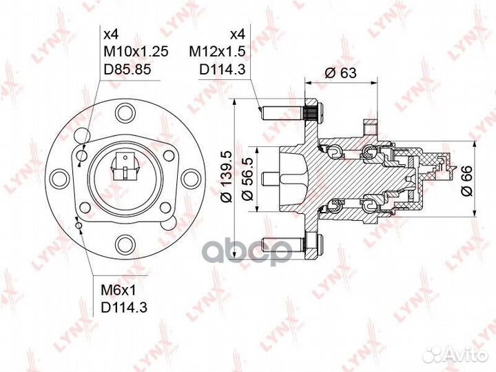Ступица колеса зад прав/лев WH1187 lynxauto